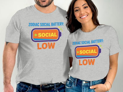Zodiac Social Battery Low Printed Graphic Shirt