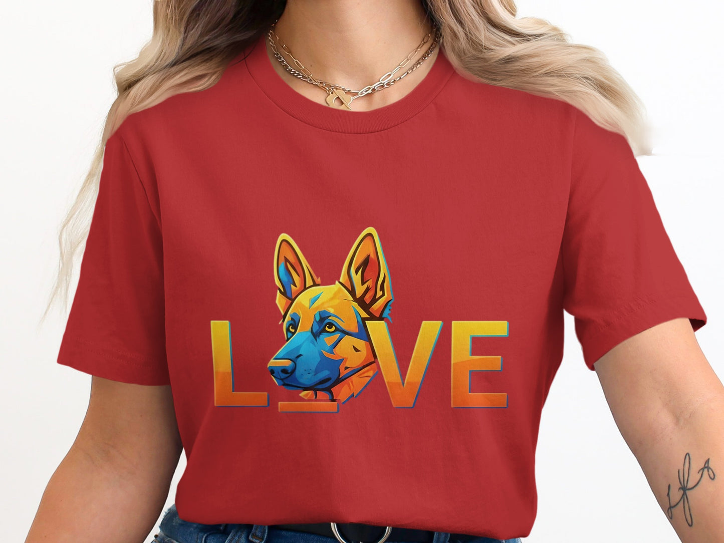 Vibrant Love Themed Dog Graphic Design T-Shirt product