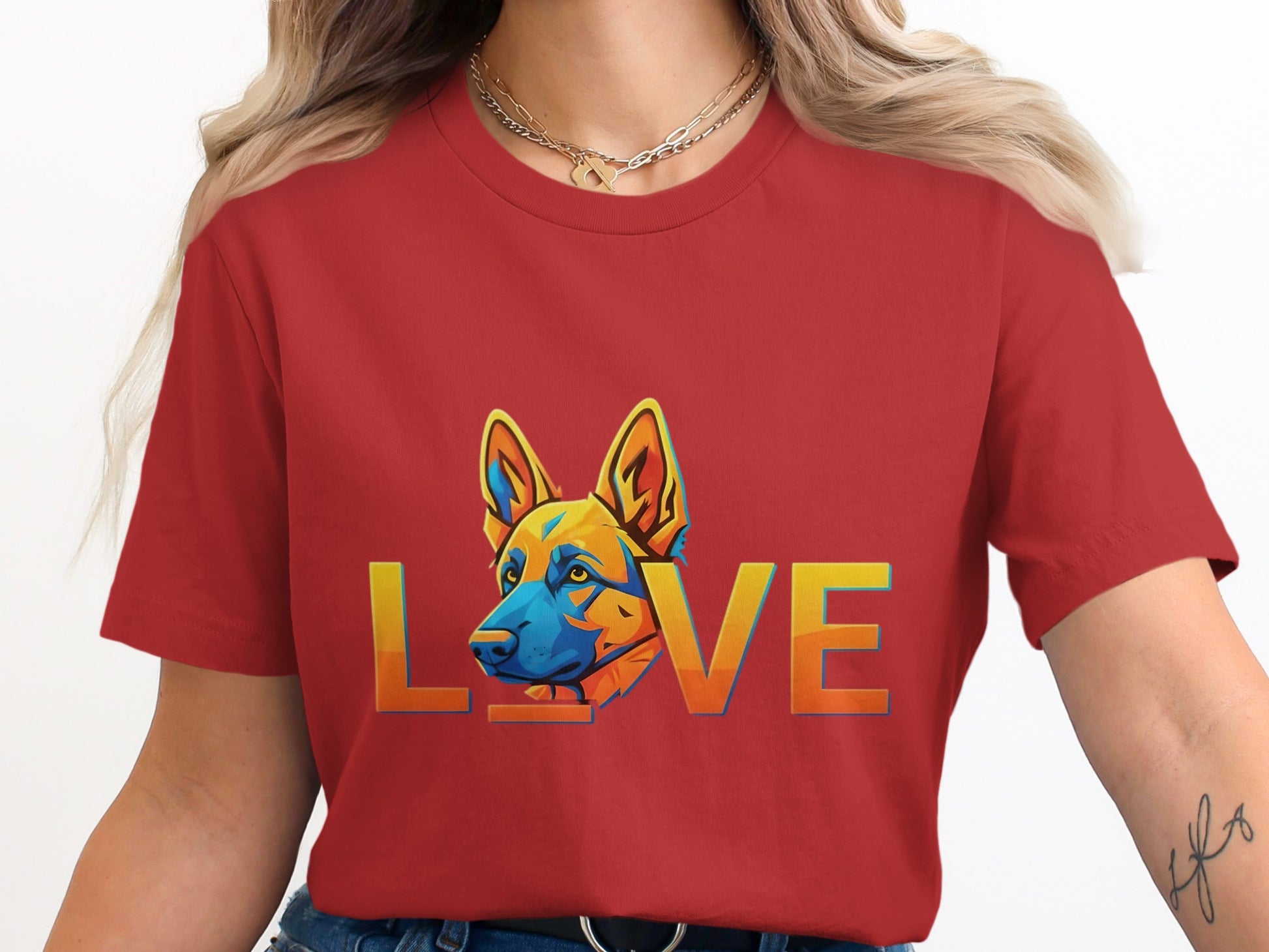 Vibrant Love Themed Dog Graphic Design T-Shirt product
