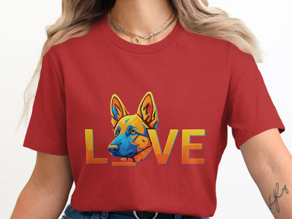 Vibrant Love Themed Dog Graphic Design T-Shirt product