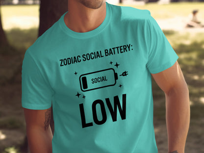 Zodiac Social Battery Low Graphic Tee