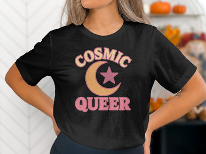 Cosmic Queer Graphic Tee with Celestial Design product type