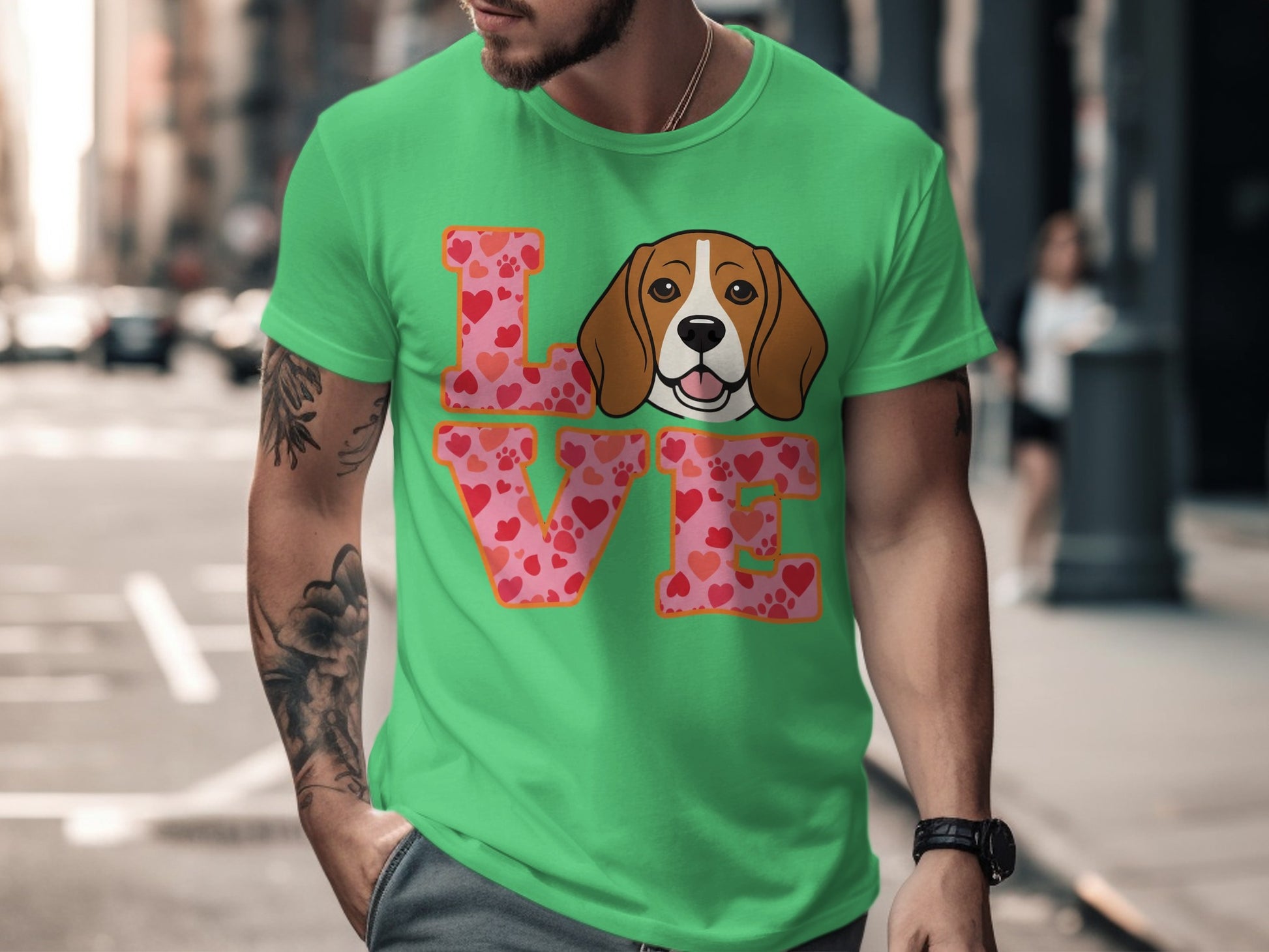 Love Beagle Heart Design Graphic T-shirt product
