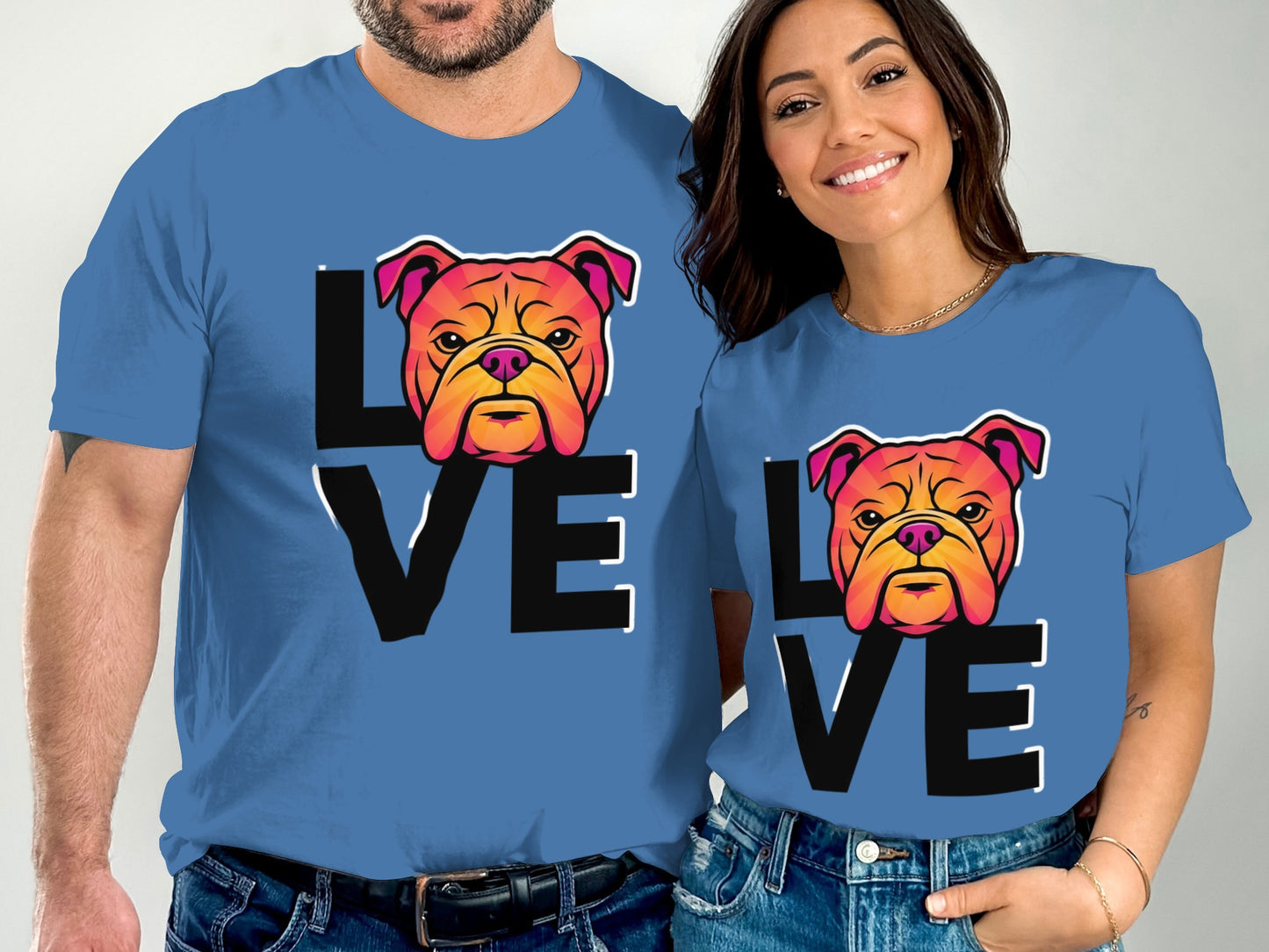 Colorful Bulldog Love Graphic Print Shirt product type