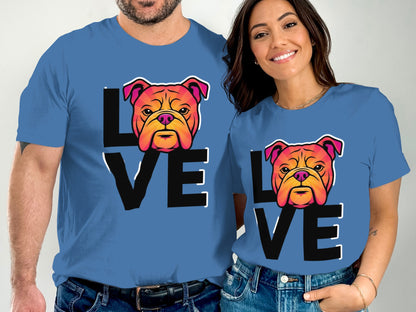 Colorful Bulldog Love Graphic Print Shirt product type