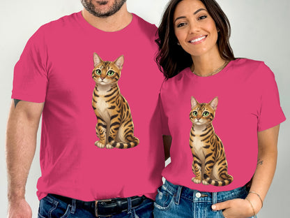Matching Bengal Cat Print Graphic T-shirt Set
