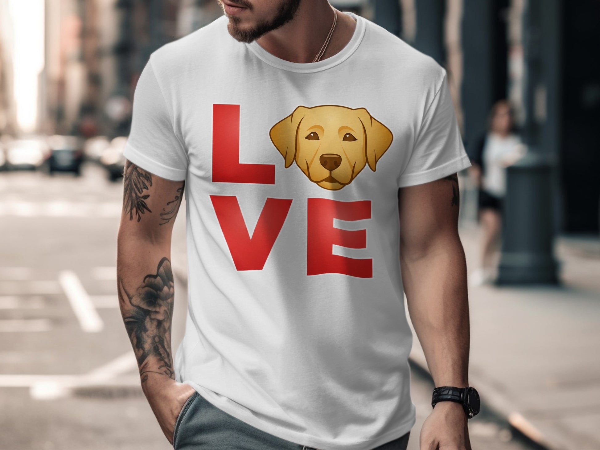 LOVE Graphic Dog Design Print T-shirt Casual product type
