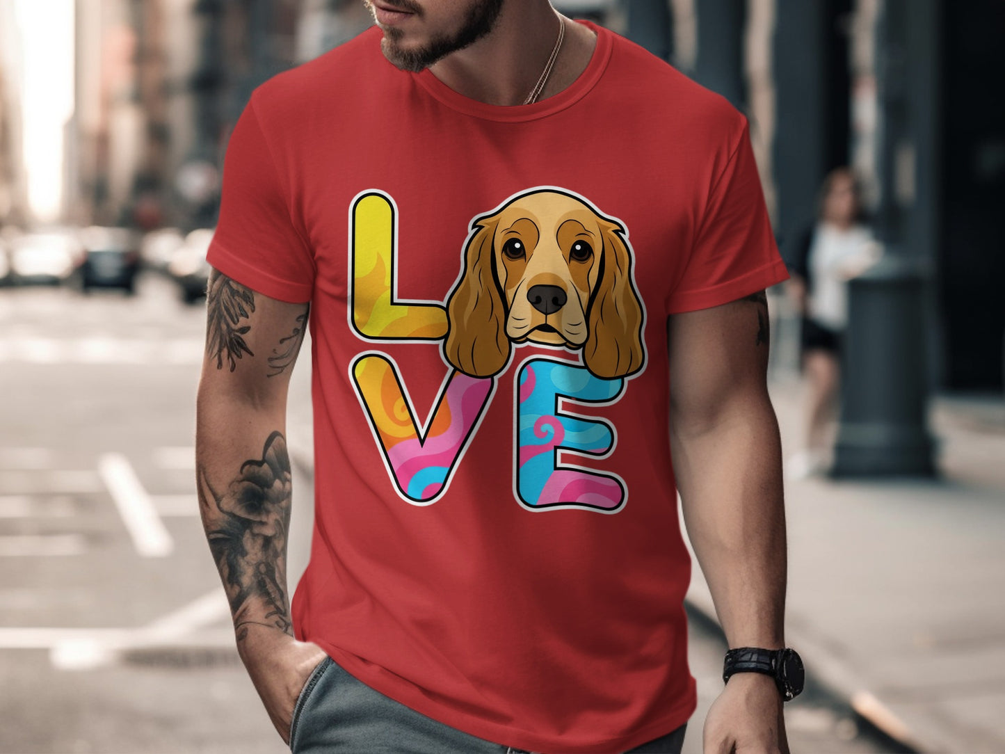 Colorful Love Design with Dog Graphic T-shirt product