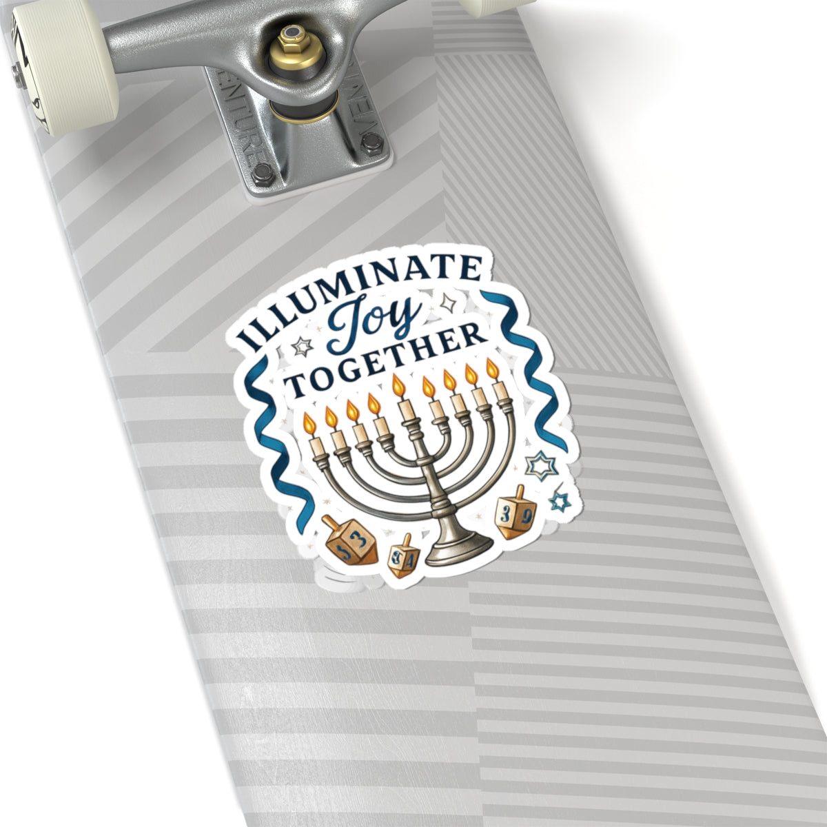 Hanukkah Menorah Sticker — "Illuminate Joy Together" Kiss-Cut Holiday Decal