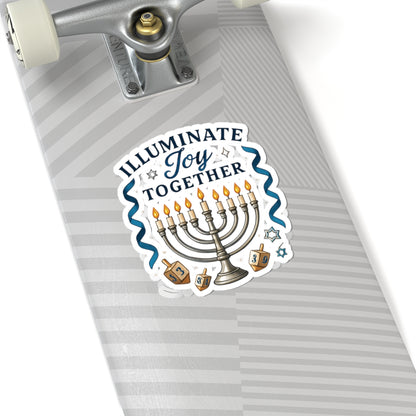 Hanukkah Menorah Sticker — "Illuminate Joy Together" Kiss-Cut Holiday Decal