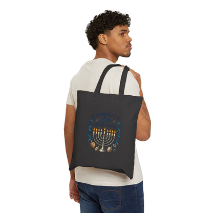 Hanukkah Tote Bag — "Illuminate Joy Together" Menorah Cotton Canvas Tote