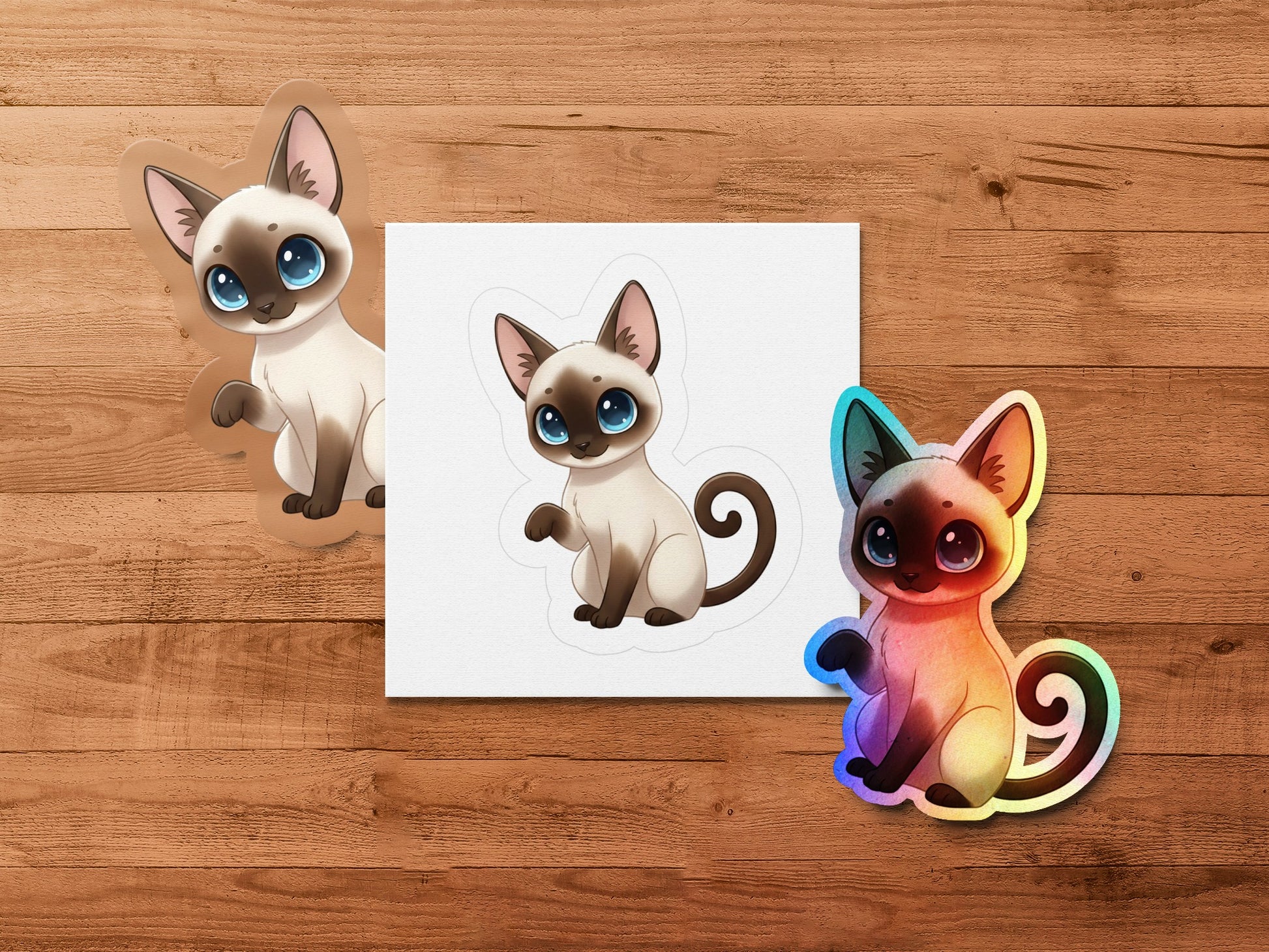 Cute Siamese Cat Stickers, Colorful Cartoon Kitten Decals, Vinyl Cat Sticker Pack for Laptops and Notebooks