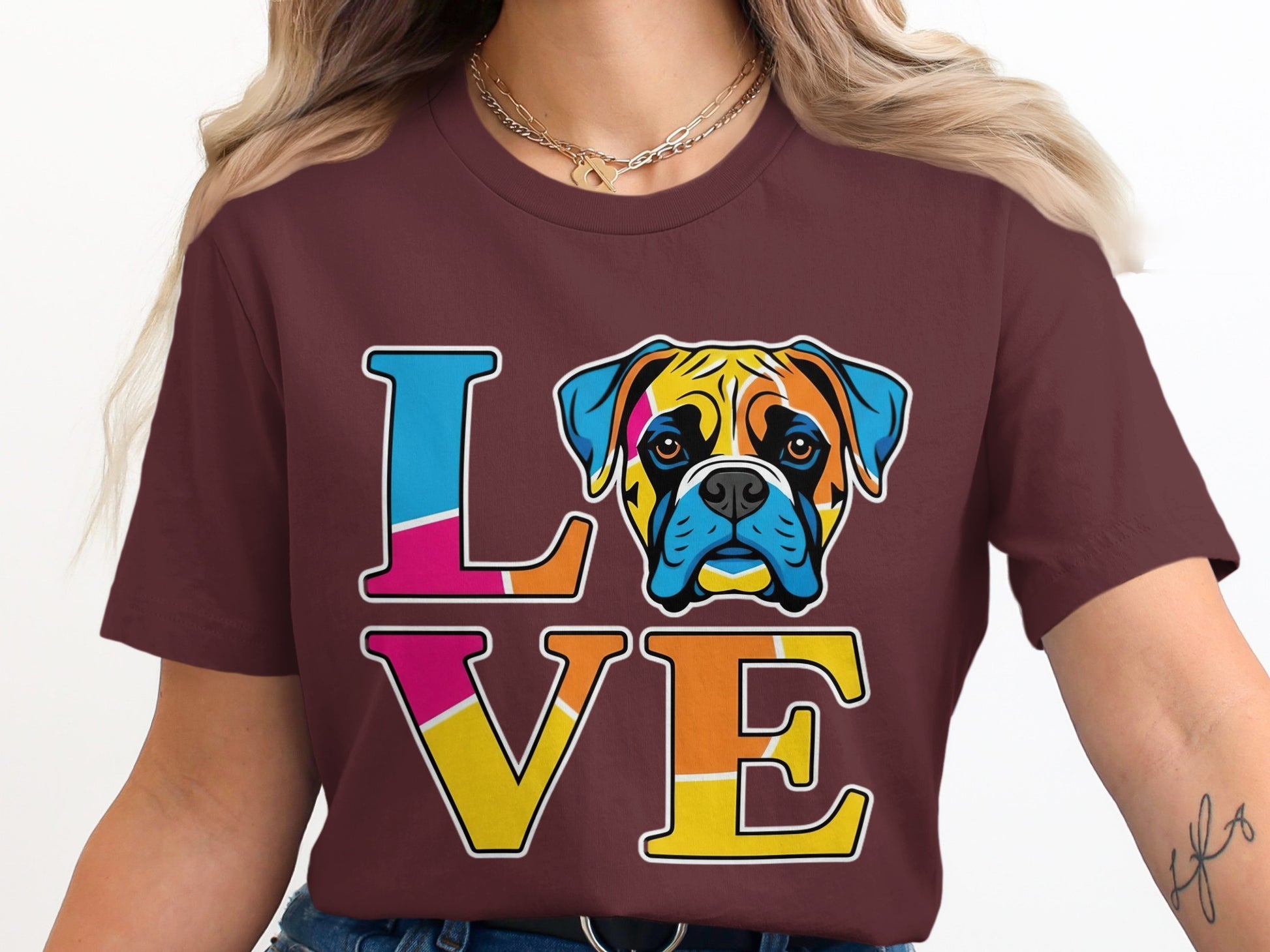 Colorful Love with Dog Graphic T-Shirt product