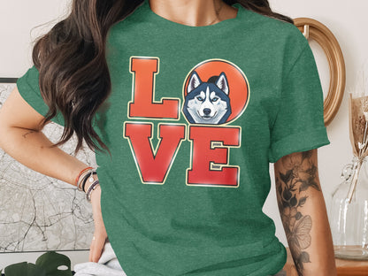 Love Husky Graphic Design Green T-shirt product type