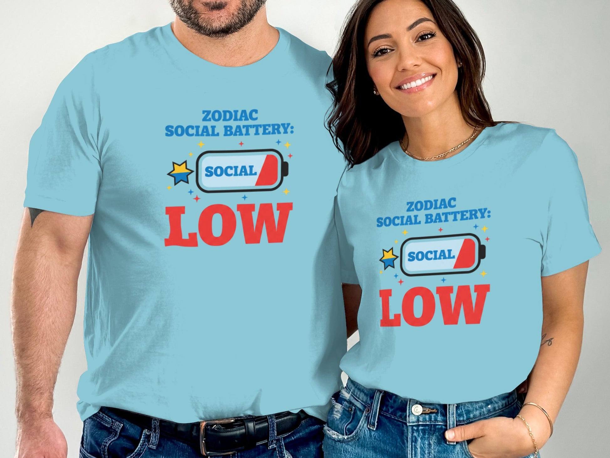 Zodiac Social Battery Low T-Shirt Fashion Wear