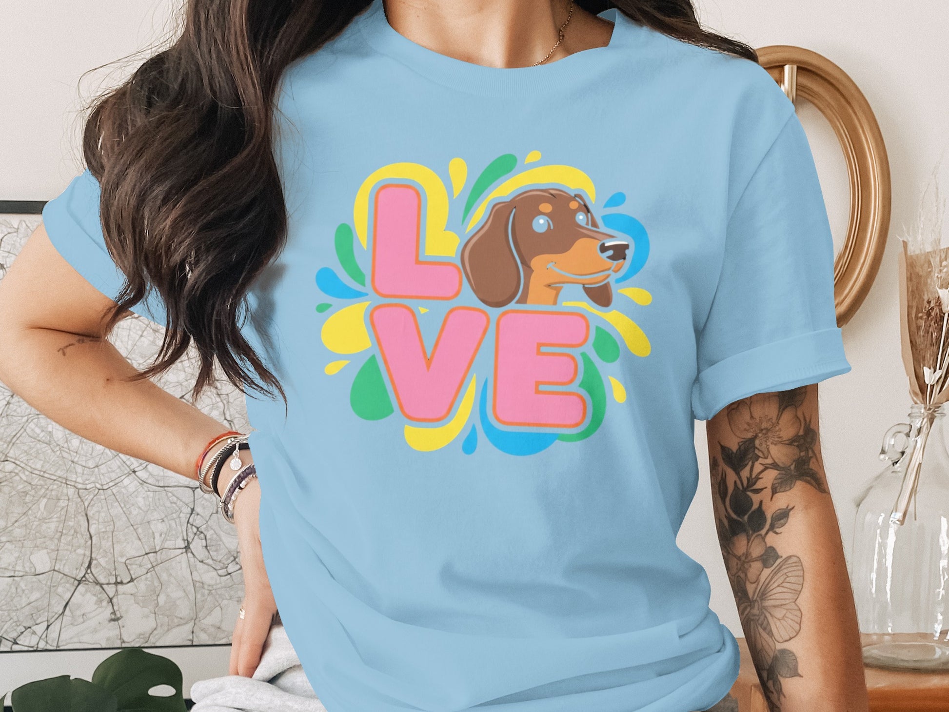 Colorful Love Dog Graphic Tee product type