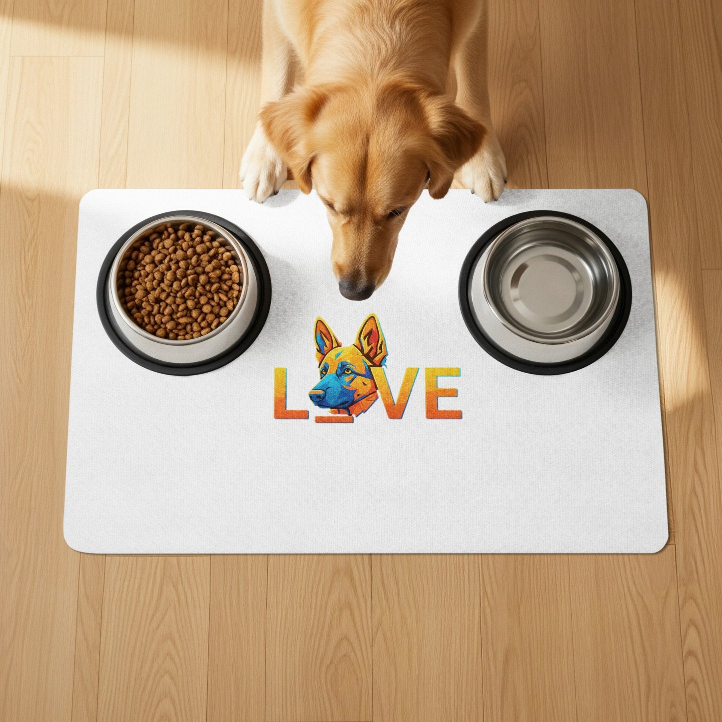 Colorful Dog Love Print Pet Feeding Mat product