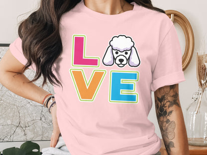 Colorful LOVE Poodle Graphic Women's T-Shirt product type