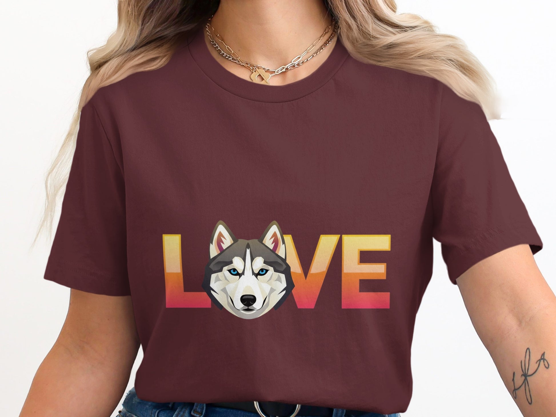 Husky Love Graphic T-shirt with Retro Gradient Design product