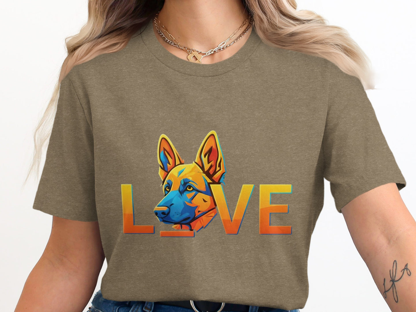 Colorful Dog Graphic Love T-shirt casual product