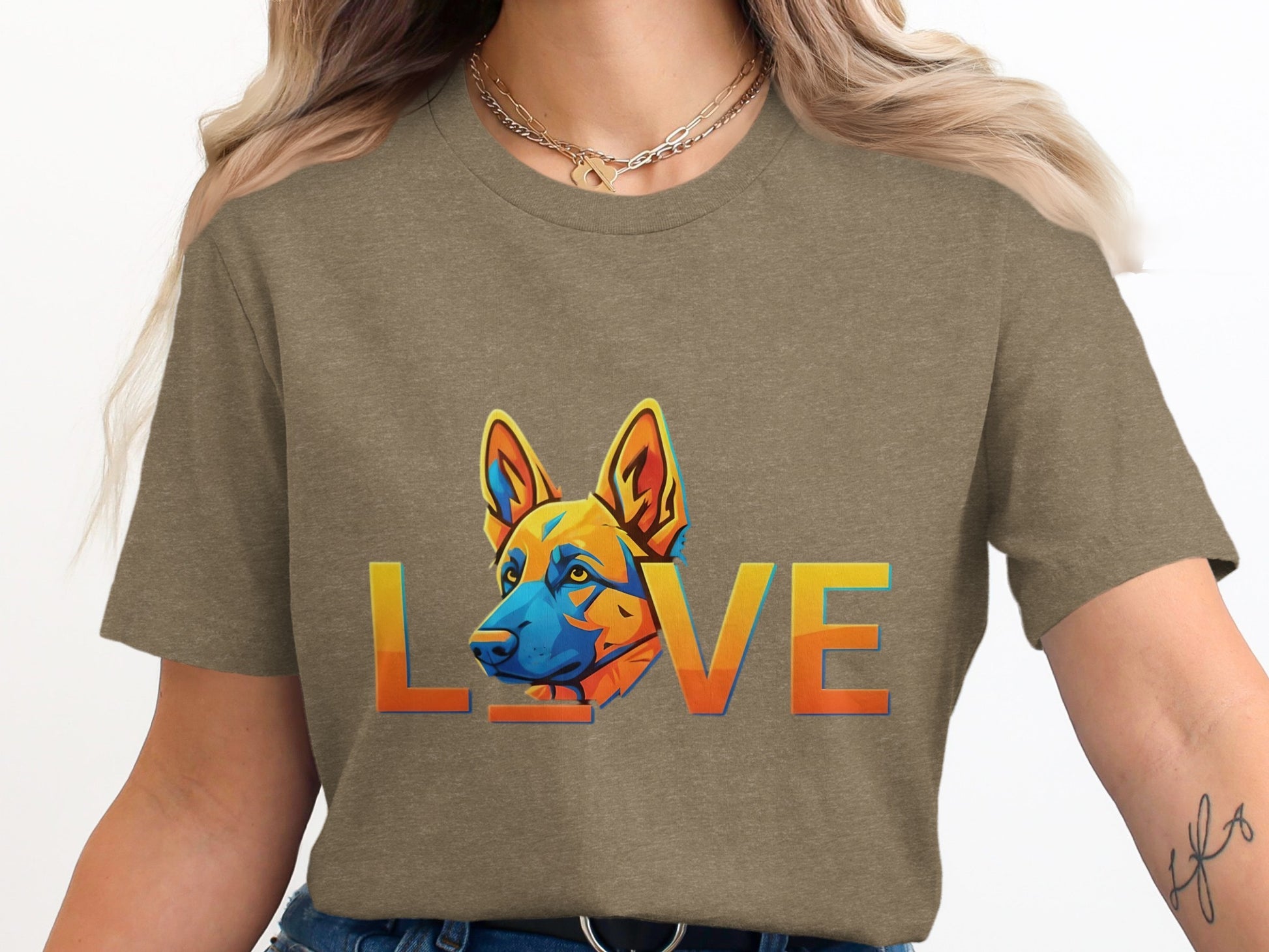 Colorful Dog Graphic Love T-shirt casual product