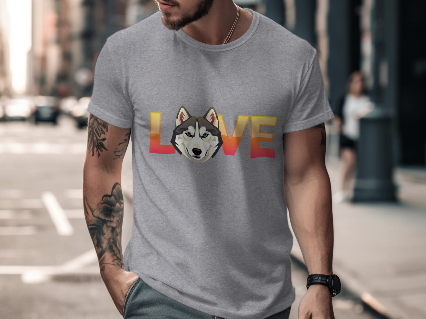 Love With a Husky Image Graphic Design Artwork T-Shirt