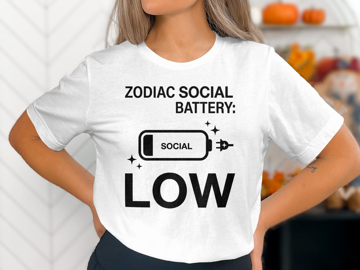 Zodiac Social Battery Low Graphic T-Shirt
