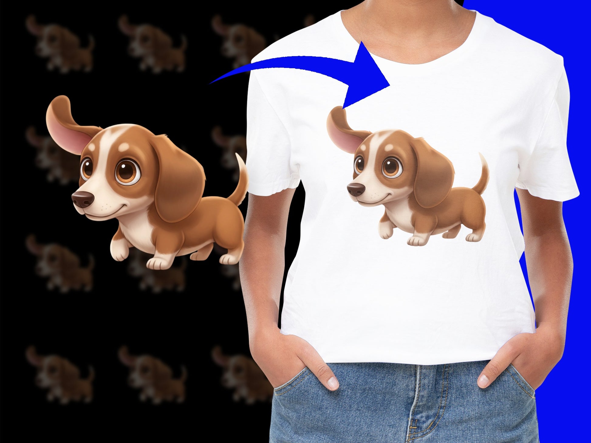 Cute Dachshund Puppy T-Shirt, Cartoon Dog Print, Unisex Graphic Tee, Animal Lover Gift, Casual Style Top, Soft Cotton Fabric