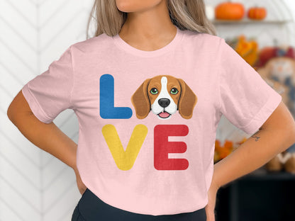 Cute Dog Love Graphic Tee Colorful Letters T-shirt product