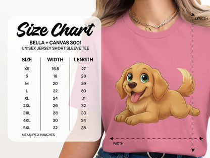 Cute Cartoon Golden Retriever Unisex Tee Shirt