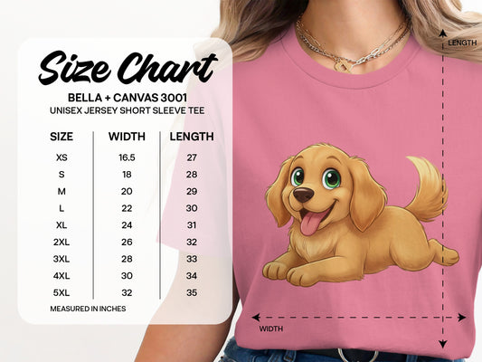 Cute Cartoon Golden Retriever Unisex Tee Shirt