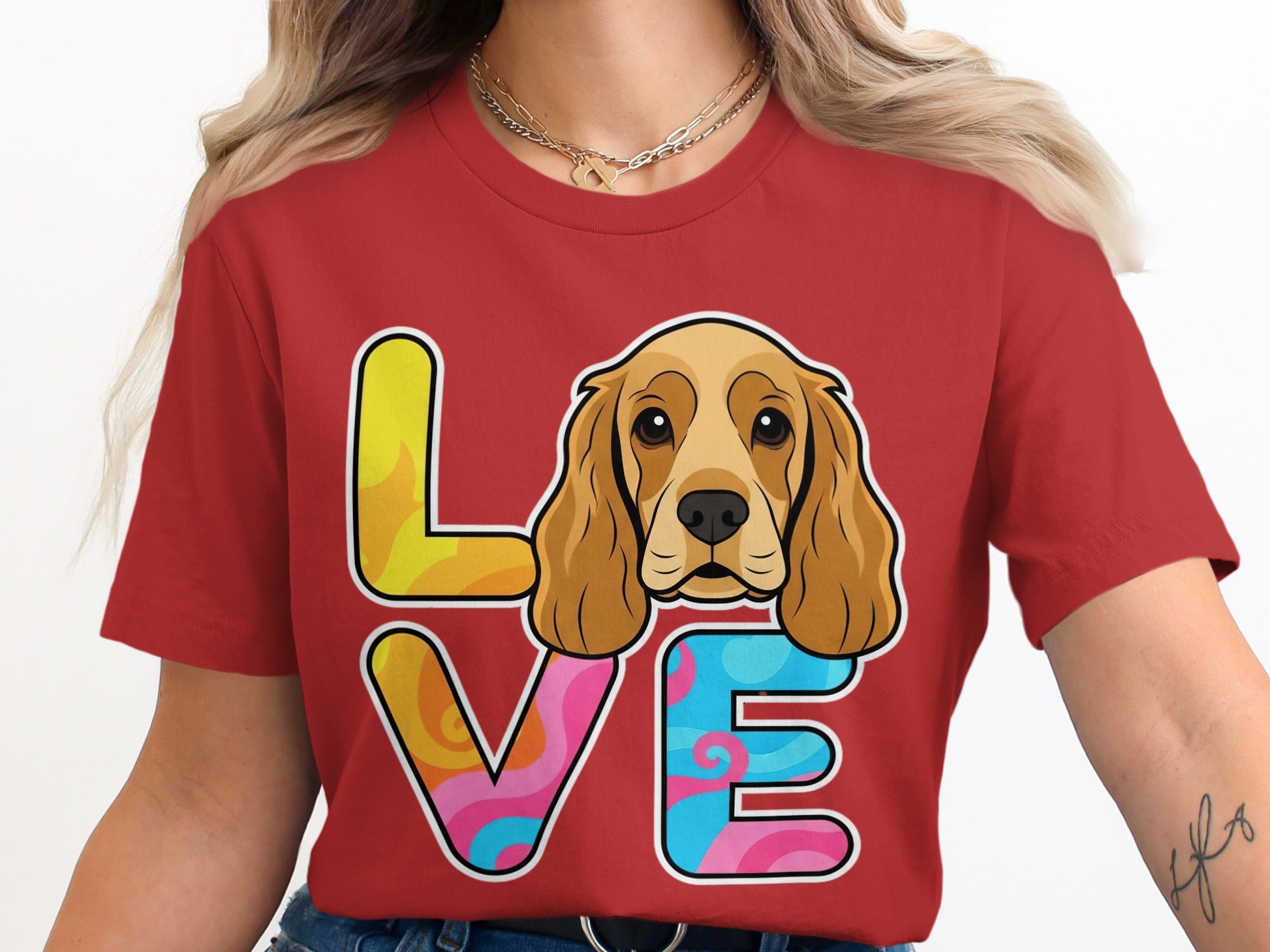 Colorful Love Dog Graphic Unisex Shirt product type