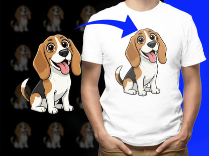 Cute Beagle Dog T-Shirt, Funny Cartoon Puppy Tee, Animal Lover Gift, Unisex Graphic Shirt