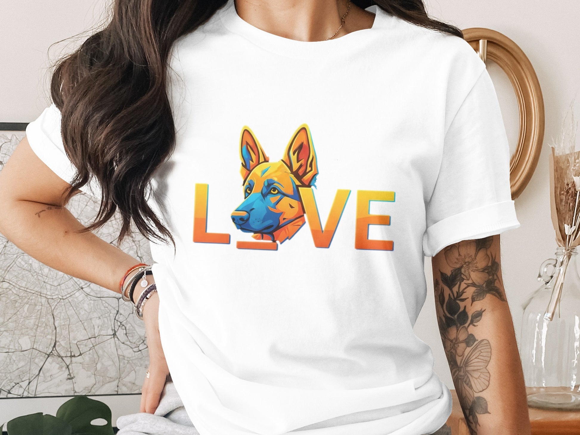Colorful Dog Love Graphic T Shirt Casual Top product type