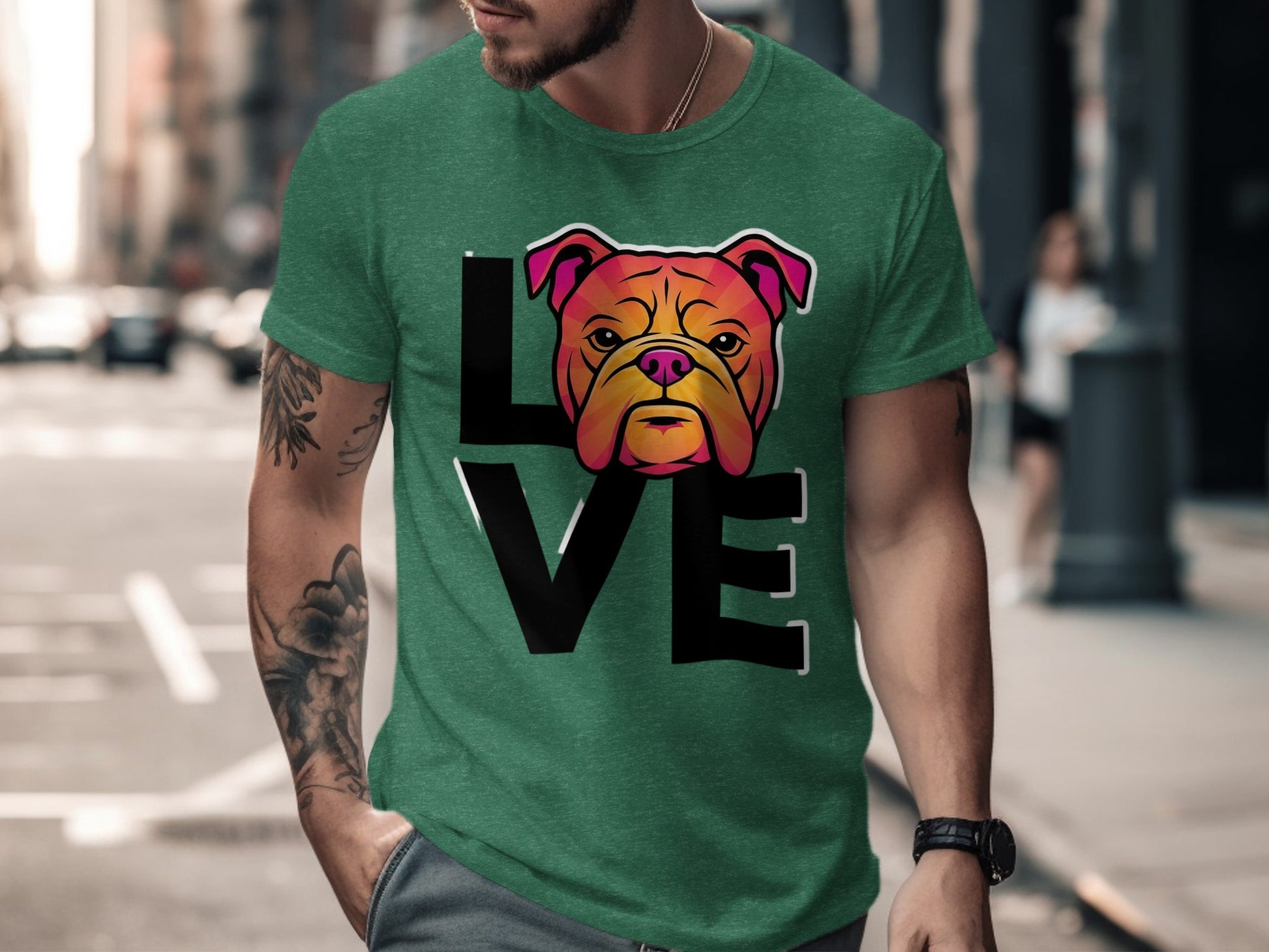 Love Bulldog Graphic Tee Stylish Casual Product