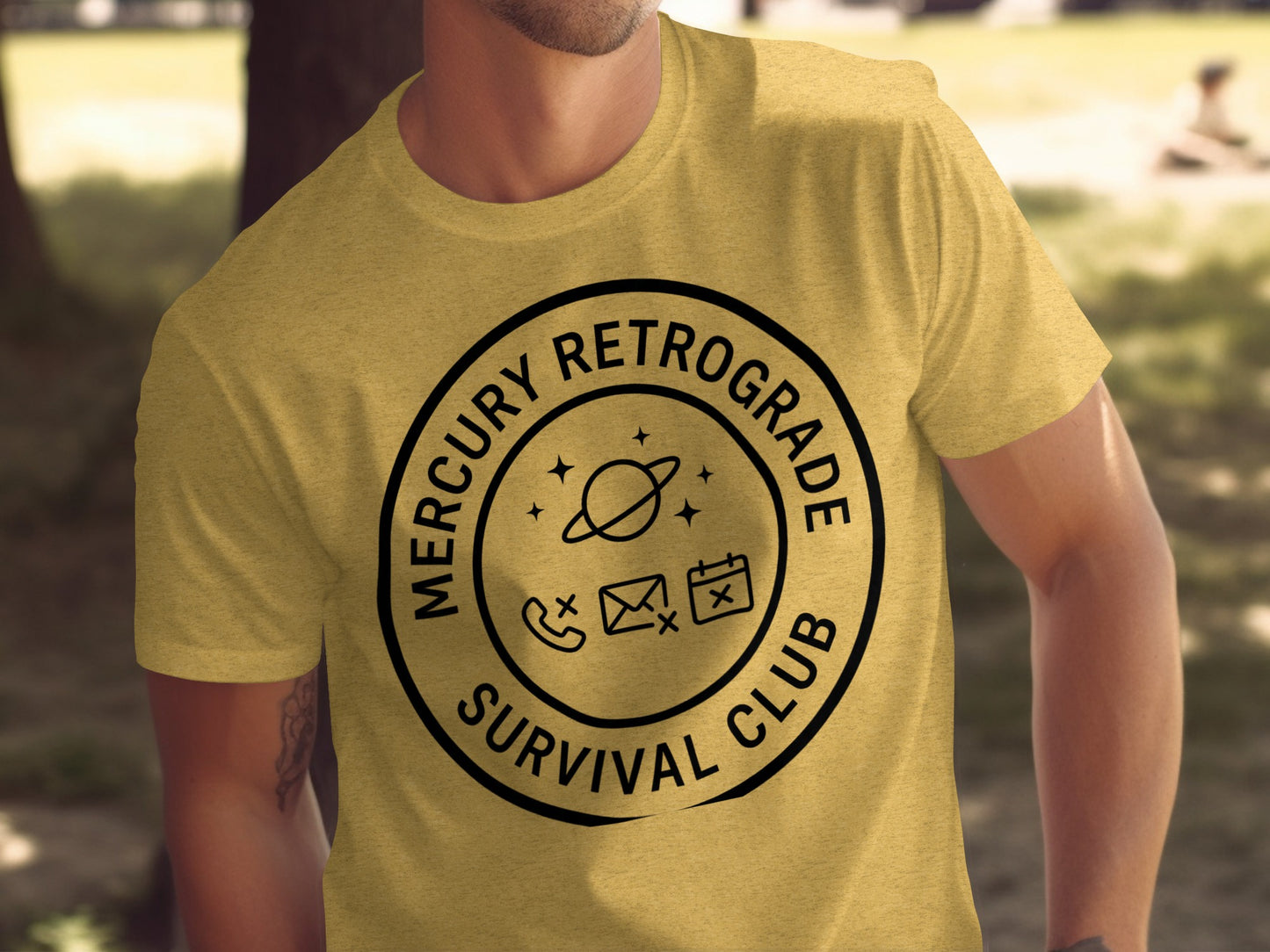 Mercury Retrograde Survival Club themed T-shirt