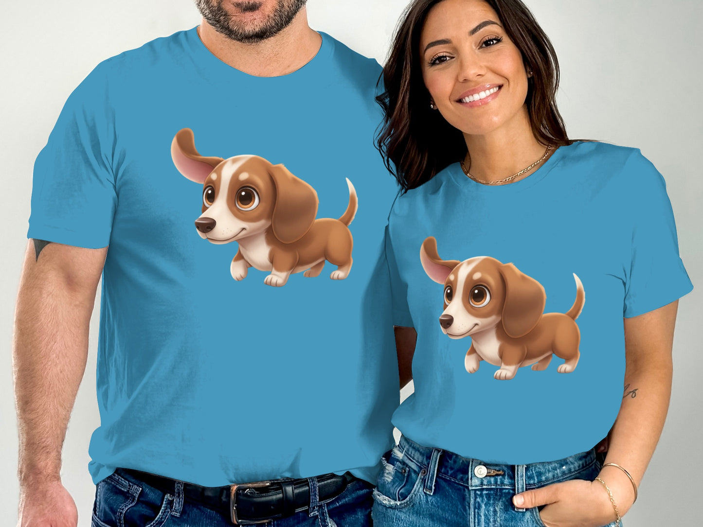 Cute Dachshund Graphic Blue Unisex T-Shirt