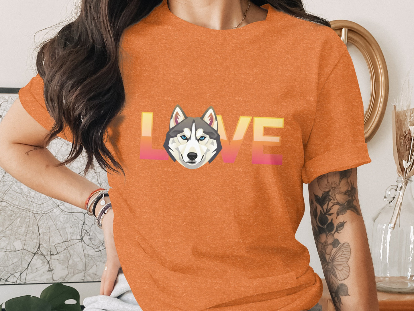 Cute Husky Love Graphic Tee Shirt Printed product