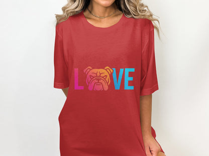 Colorful Love with Bulldog Graphic T-Shirt product