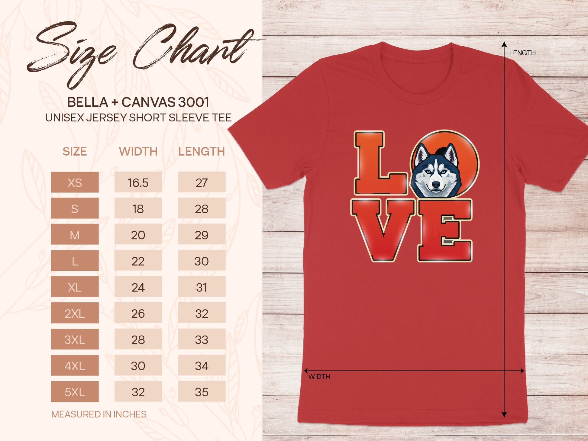 Red T-shirt with Husky Face and Love Text product type