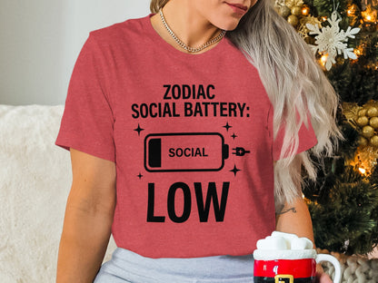 Zodiac Social Battery Low Graphic Shirt