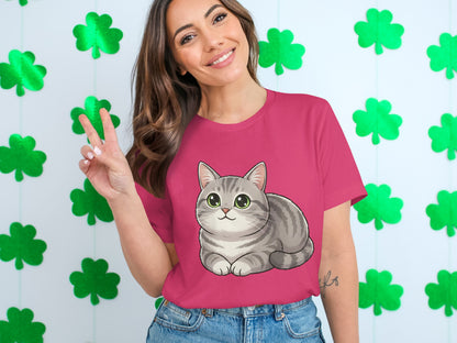 Cute Cat Graphic Tee with St. Patrick's Day Theme
