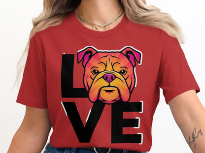 Love Bulldog Printed Red T-Shirt product type