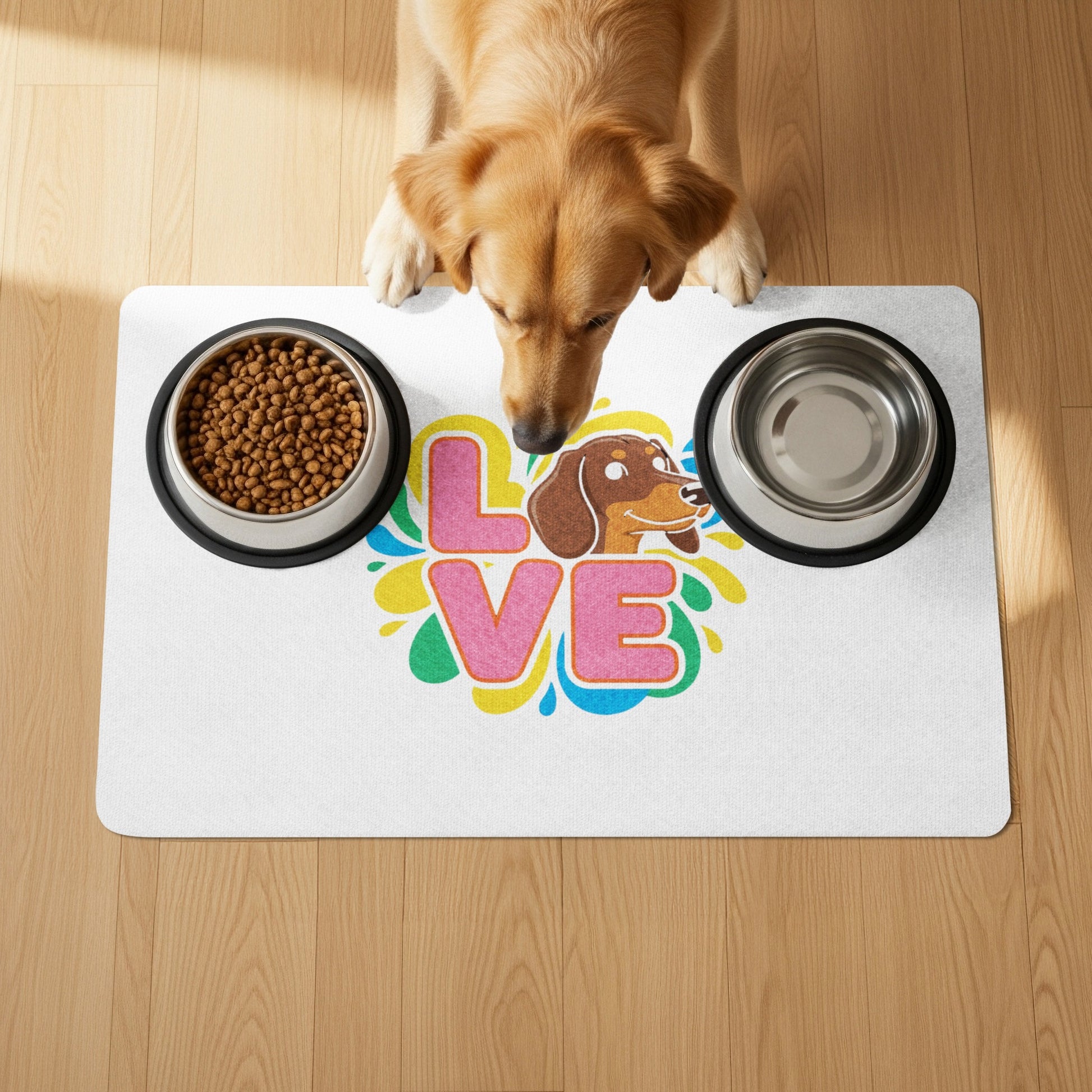 Love Dog Art with Food Bowls Decorative product