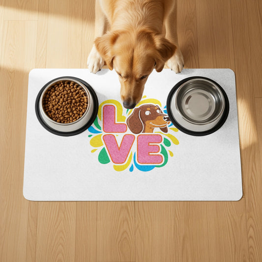 Love Dog Art with Food Bowls Decorative product