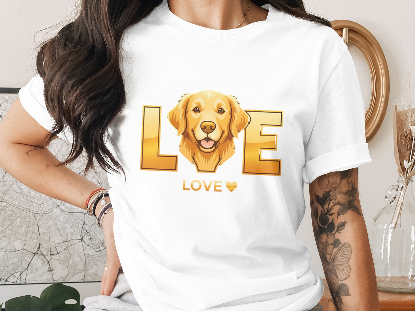 Golden Retriever Love L O V E Graphic Print T-shirt product