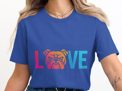 Colorful Bulldog Love Graphic Print T-Shirt product type