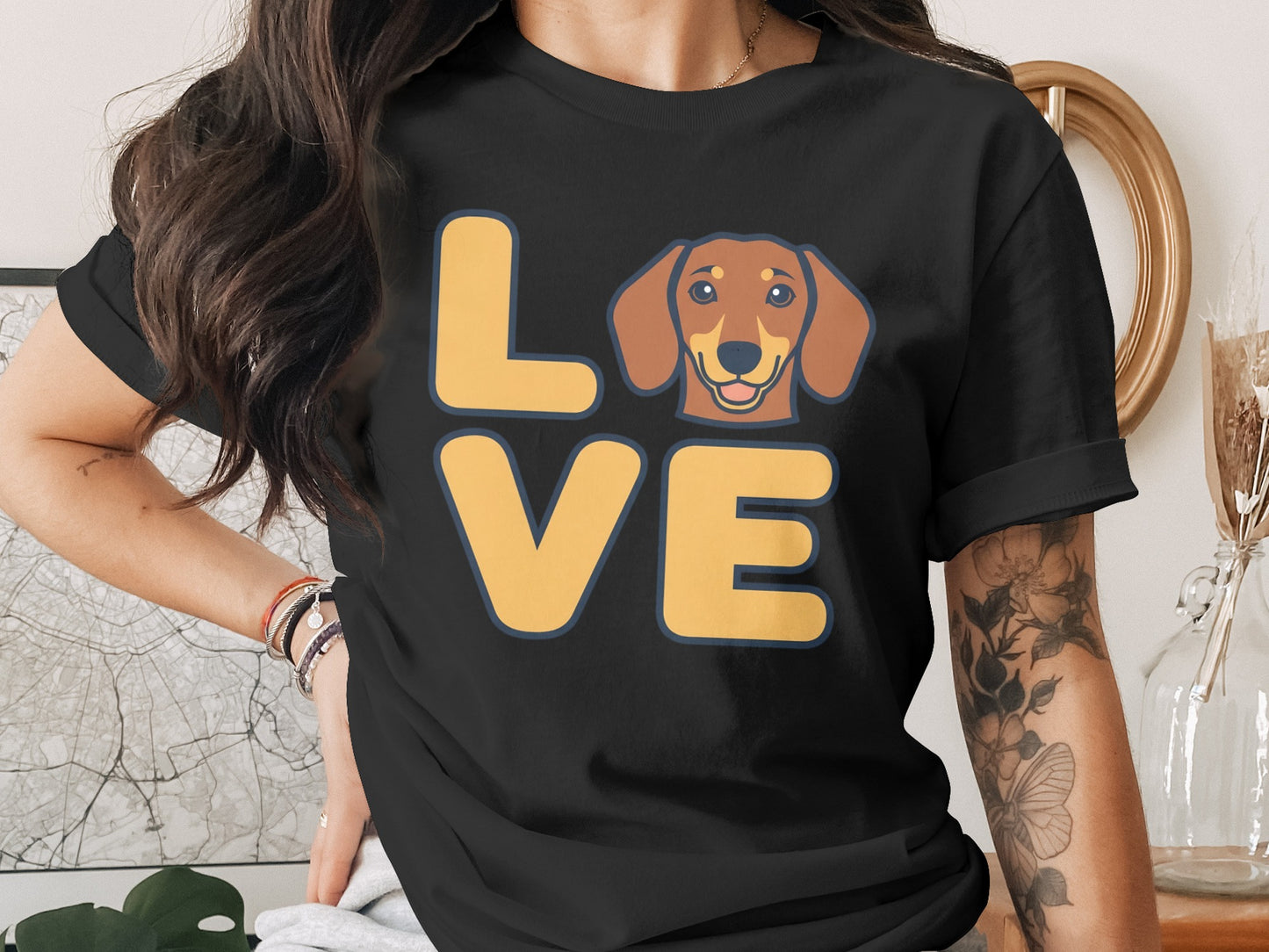 Love Dachshund Graphic Tee Shirt Cute Dog Product
