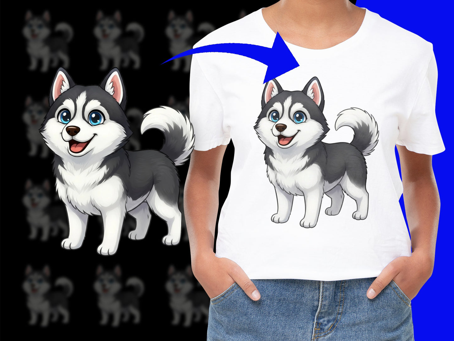 Cute Husky Puppy Graphic T-Shirt, Fun Animal Design, Casual Comfortable Unisex Tee for Dog Lovers