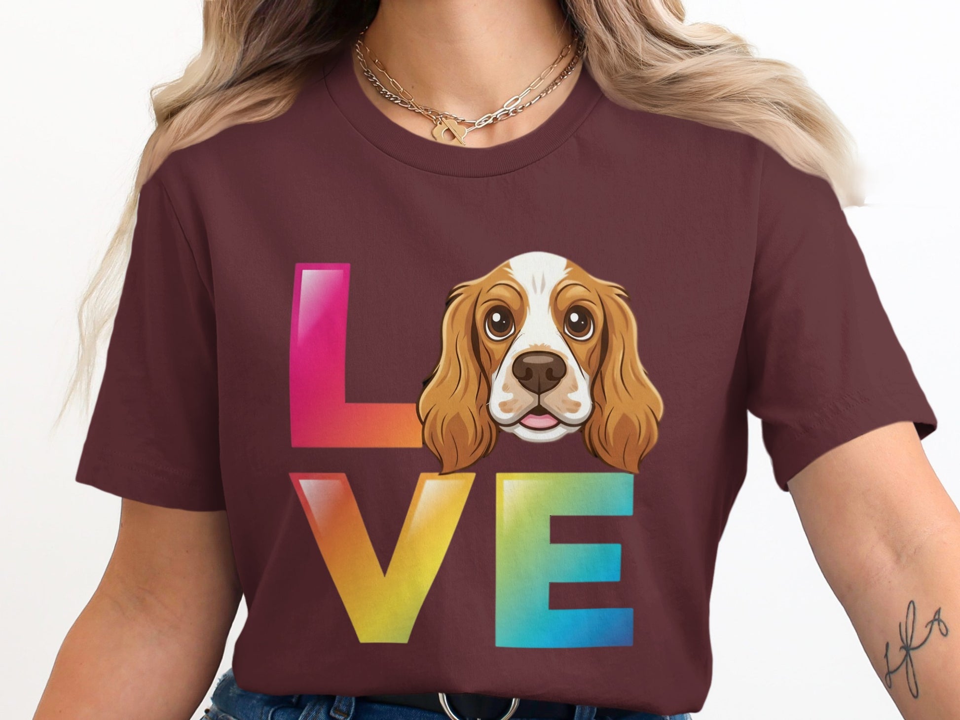 Love Dog Graphic Tee Colorful Art Design Product Type